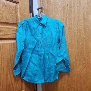 Lauren Ralph Lauren 100% Linen Button Down Green In XS